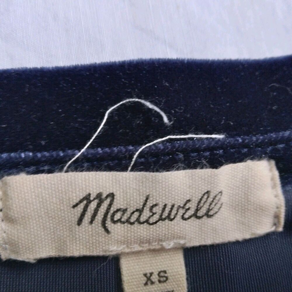 Madewell Blue Velvet Top Blouse Flutter Sleeve Fairy Goth Whimsy Women's Size XS - Picture 3 of 6